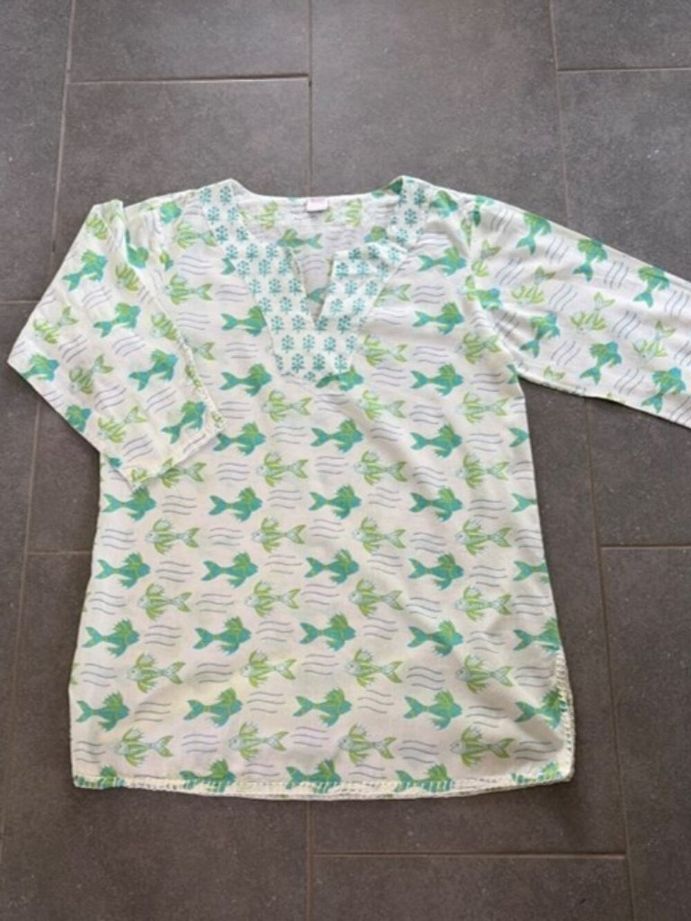 Womens Tunic, Fish Print, Size XS
